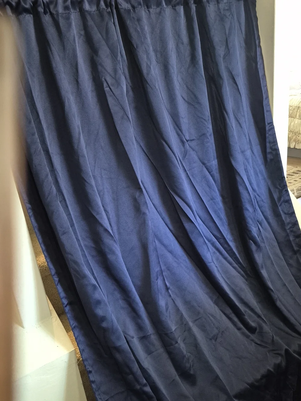 Silky Satin Navy Blue Curtain Panel 53x82